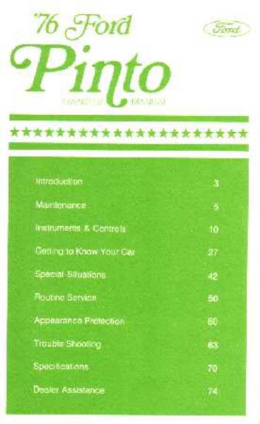 1976 Ford Pinto Owner's Manual