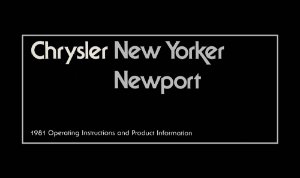 1981 Chrysler New Yorker, Newport Owner's Manual