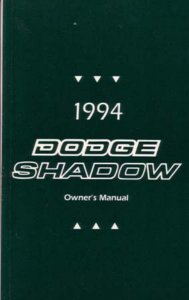 1994 Dodge Shadow Owner's Manual