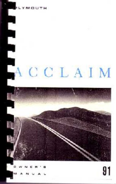 1991 Plymouth Acclaim Owner's Manual