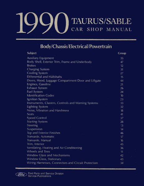 1990 Ford Taurus, Sable Factory Shop Service Manual