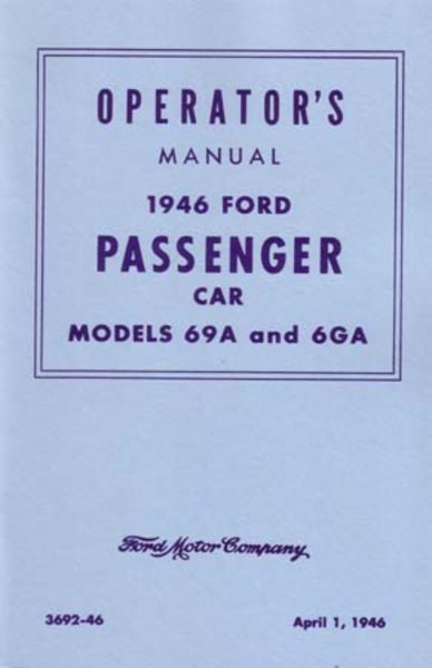 1946 Ford V-8 Car Owner's Manual
