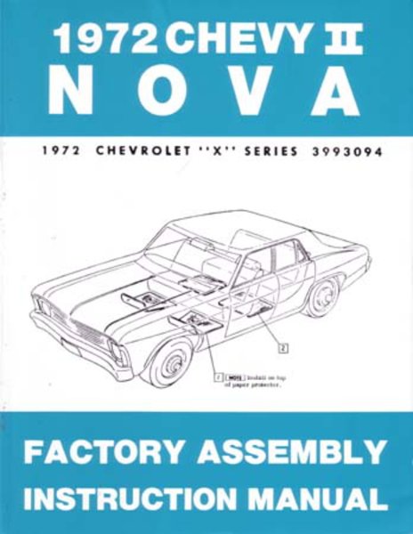 1972 Chevrolet Nova Assembly Manual Book Rebuild Instructions Illustrations