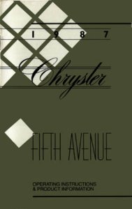 1987 Chrysler Fifth Avenue Owner's Manual
