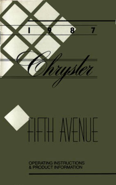 1987 Chrysler Fifth Avenue Owner's Manual