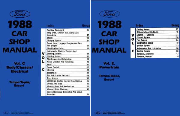 1988 Ford Escort, Tempo, Topaz Factory Shop Service Manual
