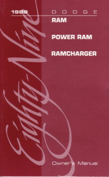 1989 Dodge Ram Truck, Ramcharger Owner's Manual