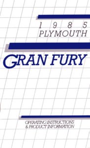 1985 Plymouth Gran Fury Owner's Manual