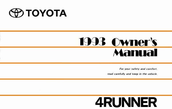 1993 Toyota 4Runner Owner's Manual