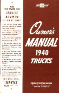 1940 Chevrolet Truck All Models Owner's Manual