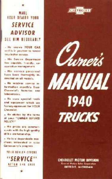1940 Chevrolet Truck All Models Owner's Manual