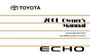 2001 Toyota Echo Owner's Manual