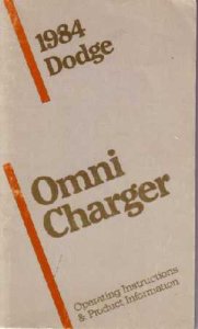 1984 Dodge Omni, Charger Owner's Manual