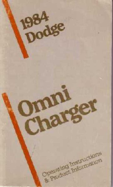 1984 Dodge Omni, Charger Owner's Manual