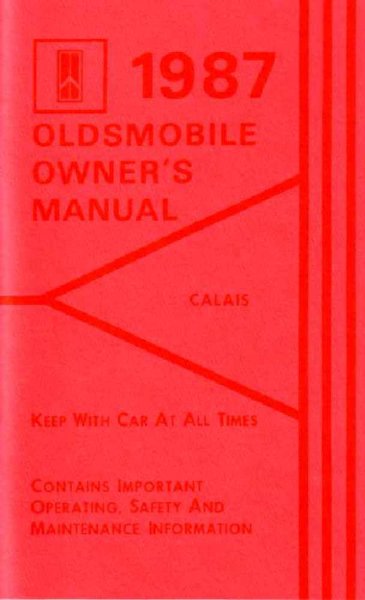 1987 Oldsmobile Cutlass Calais Owner's Manual