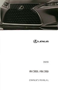 2020 Lexus RX 350, 350L Owner's Manual