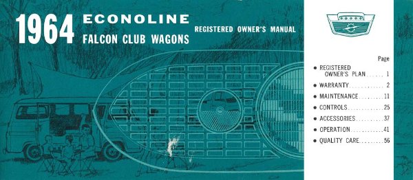 1964 Ford Econoline, Club Wagon Owner's Manual