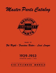 1929 1950 1951 1952 1953 Chevrolet Parts Numbers Book List Guide Interchange