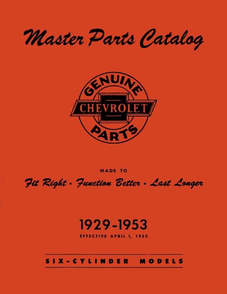1929 1950 1951 1952 1953 Chevrolet Parts Numbers Book List Guide Interchange