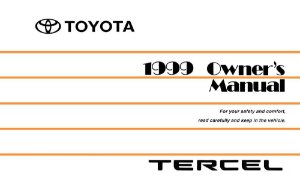1999 Toyota Tercel Owner's Manual