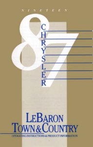 1987 Chrysler Lebaron, Town & Country Owner's Manual