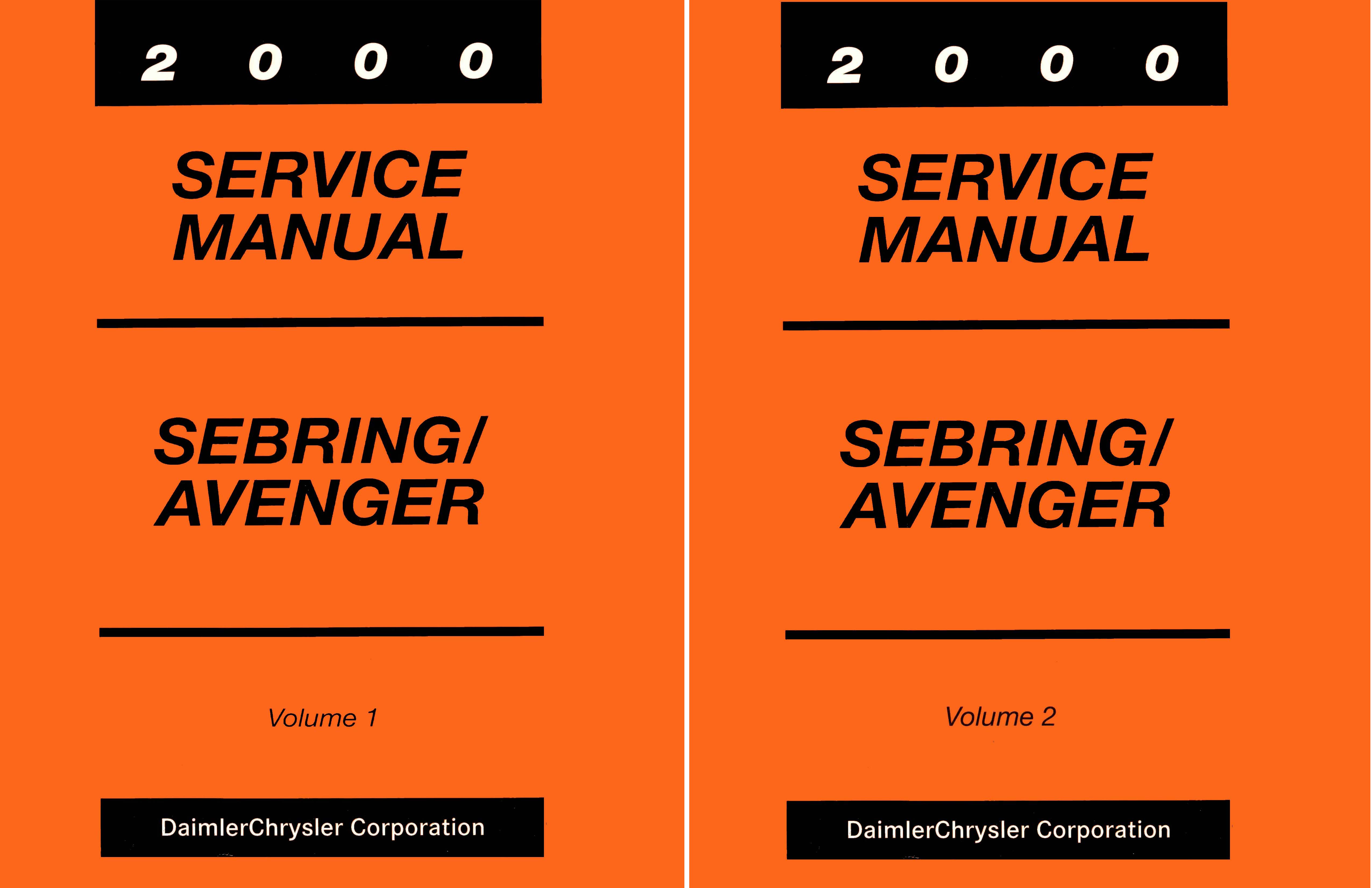 2000 Chrysler Avenger, Sebring Factory Shop Service Manual