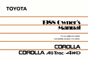 1988 Toyota Corolla Owner's Manual