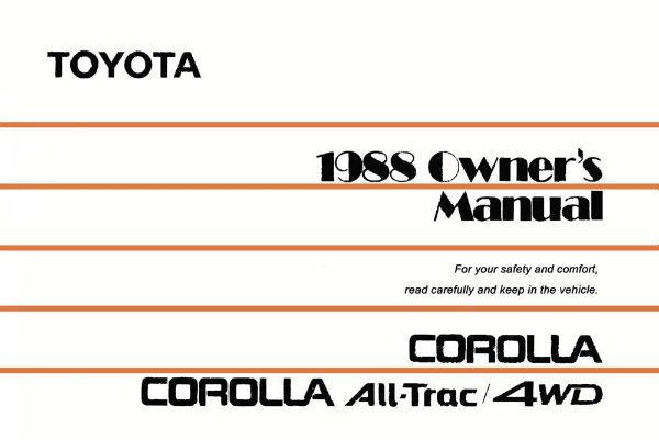 1988 Toyota Corolla Owner's Manual