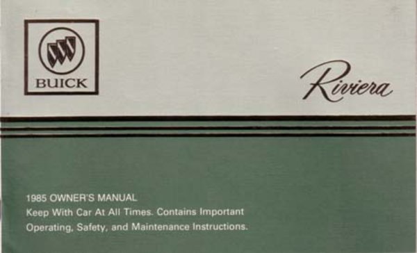 1985 Buick Rivera Owner's Manual