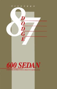 1987 Dodge 600 Sedan Owner's Manual