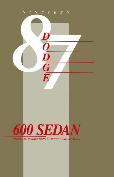 1987 Dodge 600 Sedan Owner's Manual