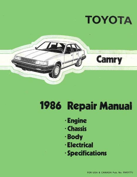 1986 Toyota Camry Shop Service Repair Manual