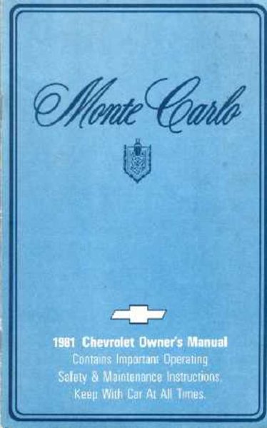 1981 Chevrolet Monte Carlo Owner's Manual