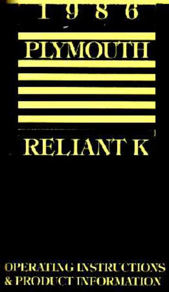1986 Plymouth Reliant K Owner's Manual