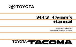 2002 Toyota TACOMA Owner's Manual