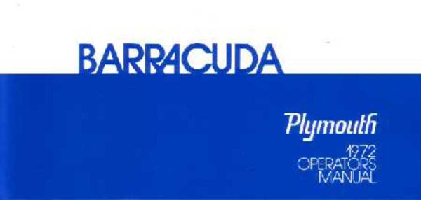 1972 Plymouth Barracuda Owner's Manual