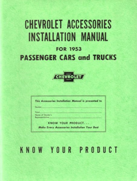 1953 Chevrolet All Car Models Factory Shop Service Manual