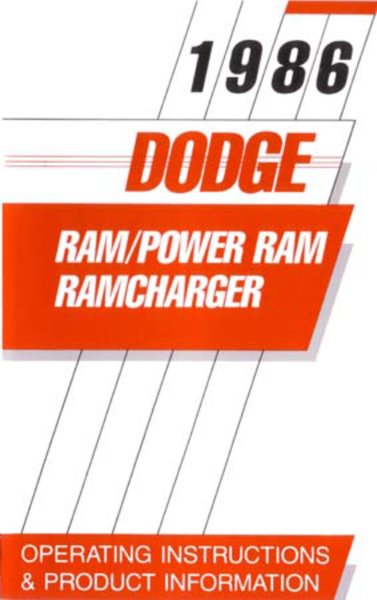 1986 Dodge Ram, Power Ram, Ramcharger Owner's Manual