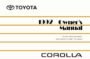 1992 Toyota Corolla Owner's Manual