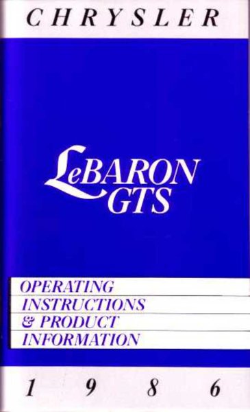 1986 Chrysler Lebaron GTS Owner's Manual