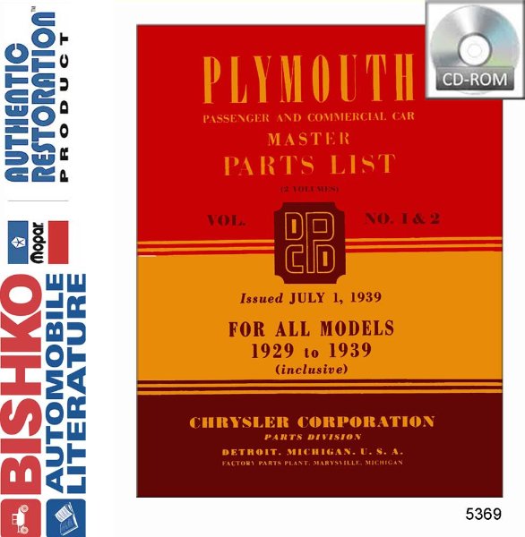 1929 1936 1937 1938 1939 Plymouth Part Numbers Book PDF List Guide Interchange