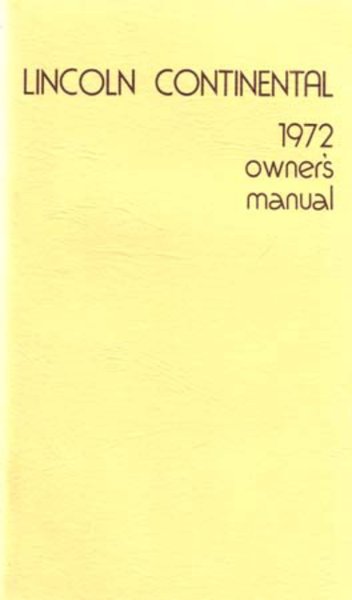 1972 Lincoln Continental Owner's Manual