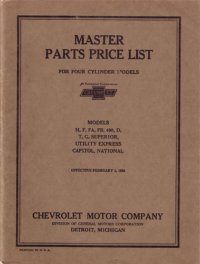 1916 1926 1927 1928 Chevrolet 4 Cyl Parts Numbers Book List Guide Interchange