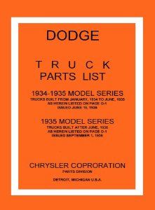 1934–1935 Dodge Truck All Models Parts Book