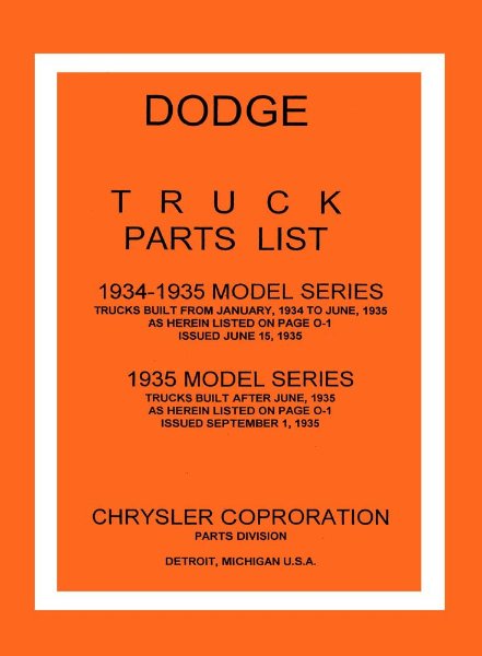 1934–1935 Dodge Truck All Models Parts Book