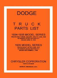 1934 1935 Dodge Truck Parts Numbers Book List Interchange Drawings OEM