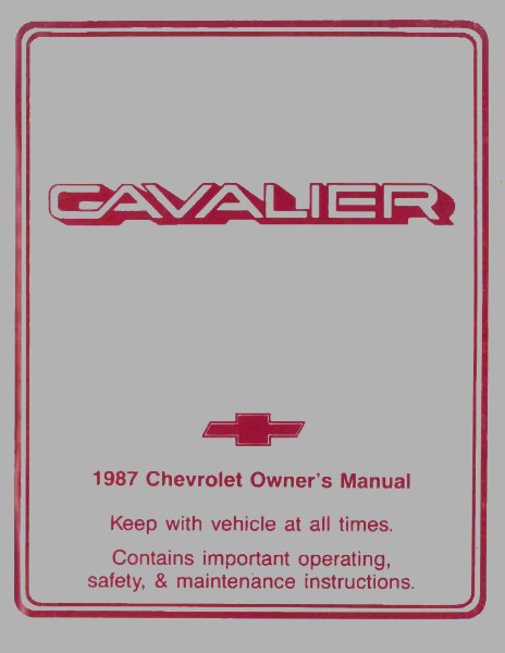 1987 Chevrolet Cavalier Owner's Manual