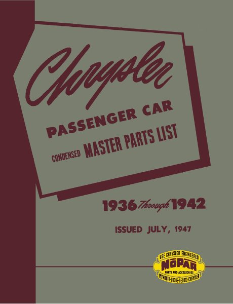 1936–1942 Chrysler All Models Parts Book