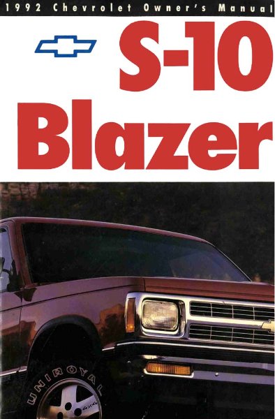 1992 Chevrolet S-10 Blazer Owner's Manual