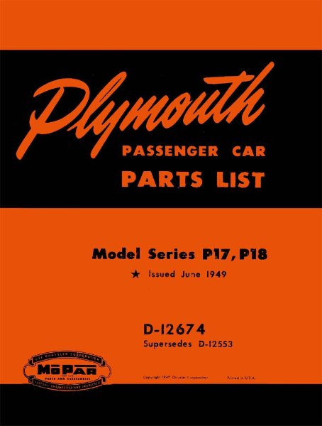 1949 Plymouth Deluxe, Special Deluxe, Suburban Parts Book